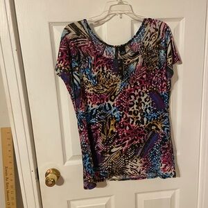 New Directions Multicolor Abstract Print Blouse